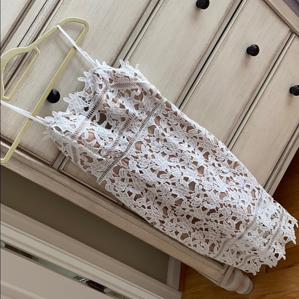 Mura Boutique Fight For Me White Crochet Lace Midi Dress Size 6